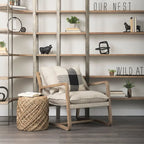Pouf rond en laine tressée marron Allium