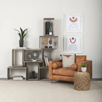 Pouf rond en laine tressée marron Allium