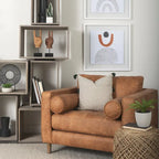 Pouf rond en laine tressée marron Allium