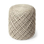 Pouf rond en laine tressée marron Allium