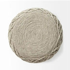 Pouf rond en laine tressée marron Allium
