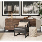 Pouf rond en laine tressée marron Allium