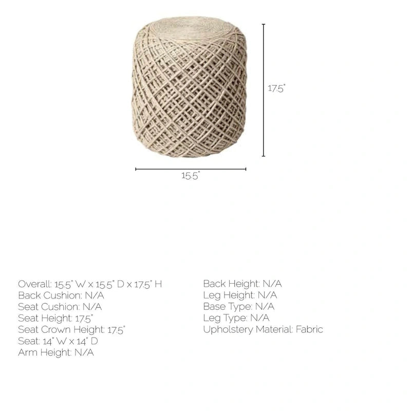 Pouf rond en laine tressée marron Allium