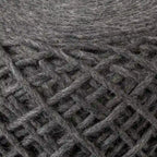 Pouf rond en laine tressée marron Allium
