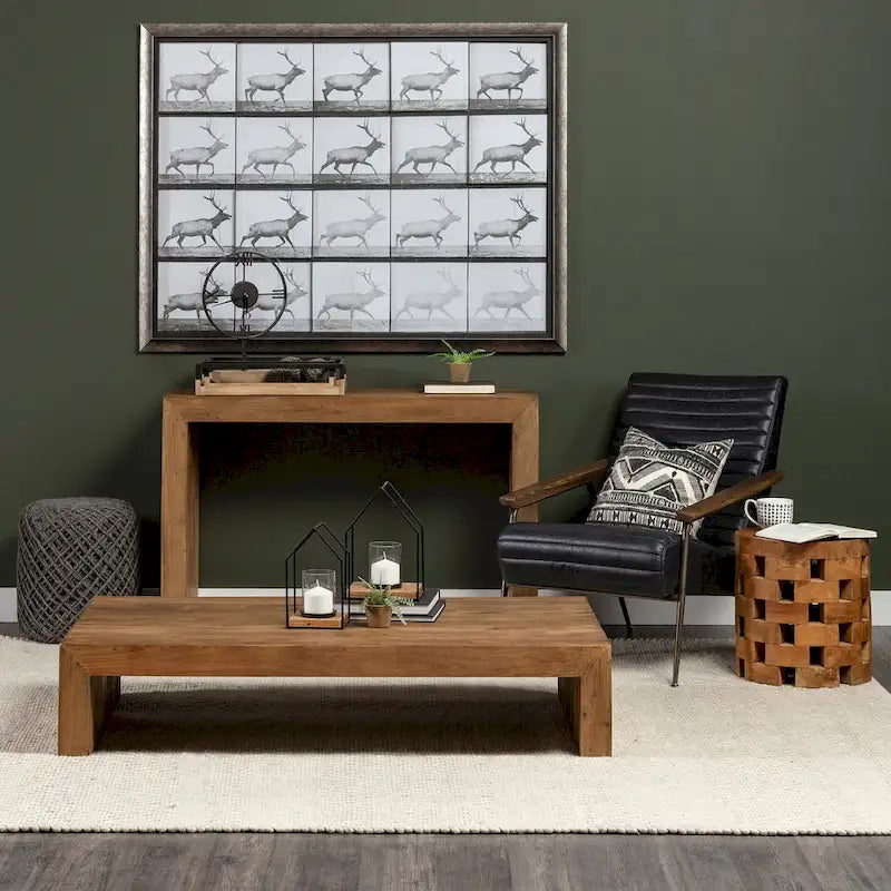 Pouf rond en laine tressée marron Allium