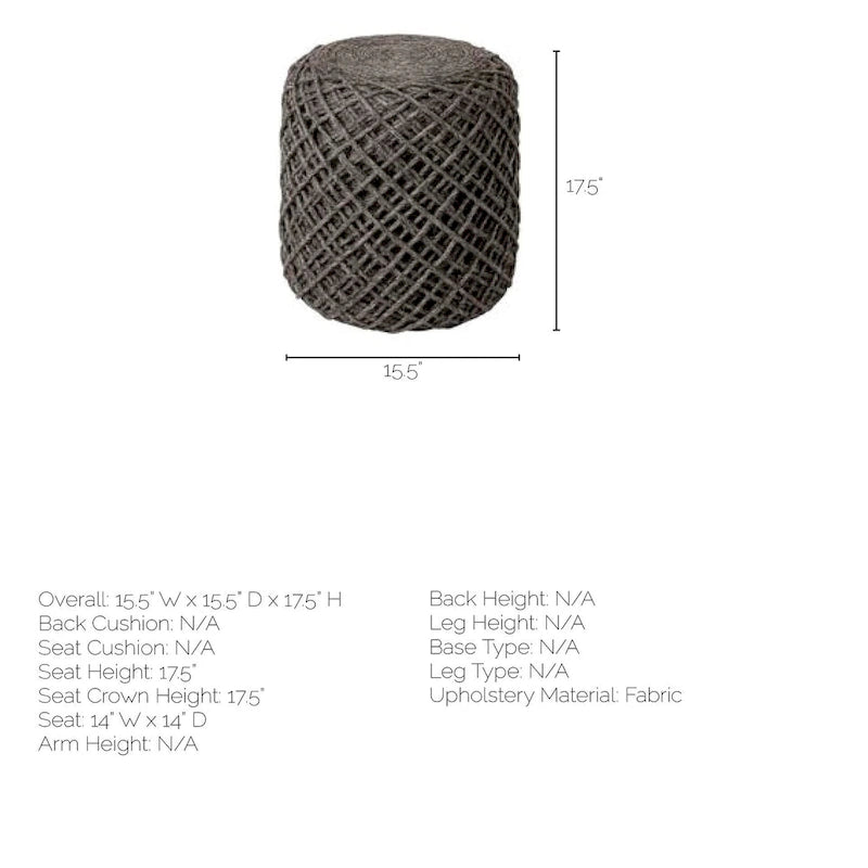Pouf rond en laine tressée marron Allium