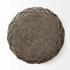 Pouf rond en laine tressée marron Allium
