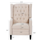 Fauteuil inclinable manuel rembourré de 27 pouces de large, fauteuil de salon avec pieds en bois