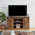 Meuble TV 54 pouces pour téléviseurs jusqu'à 60 pouces avec portes coulissantes style ferme