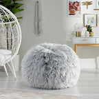 Pouf Mosier Modern Glam en fausse fourrure