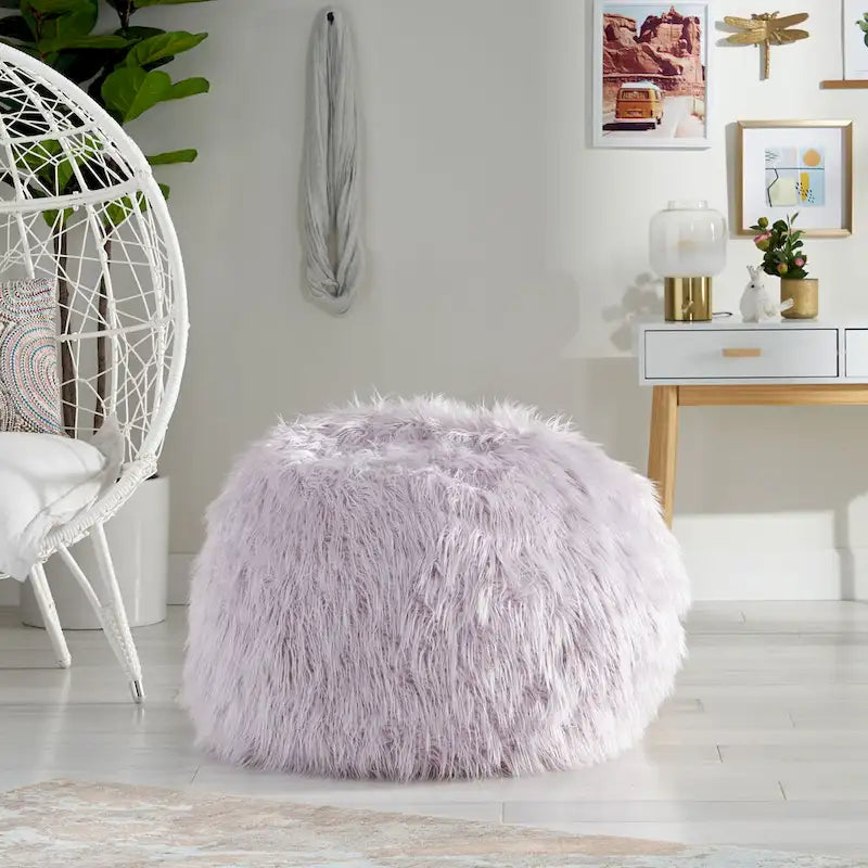 Pouf Mosier Modern Glam en fausse fourrure