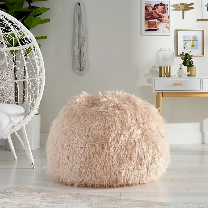 Pouf Mosier Modern Glam en fausse fourrure