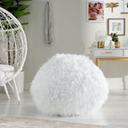 Pouf Mosier Modern Glam en fausse fourrure