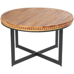 Table basse en bois perlé avec base en métal en X - Marron - 76,2 x 76,2 x 40,6 cm