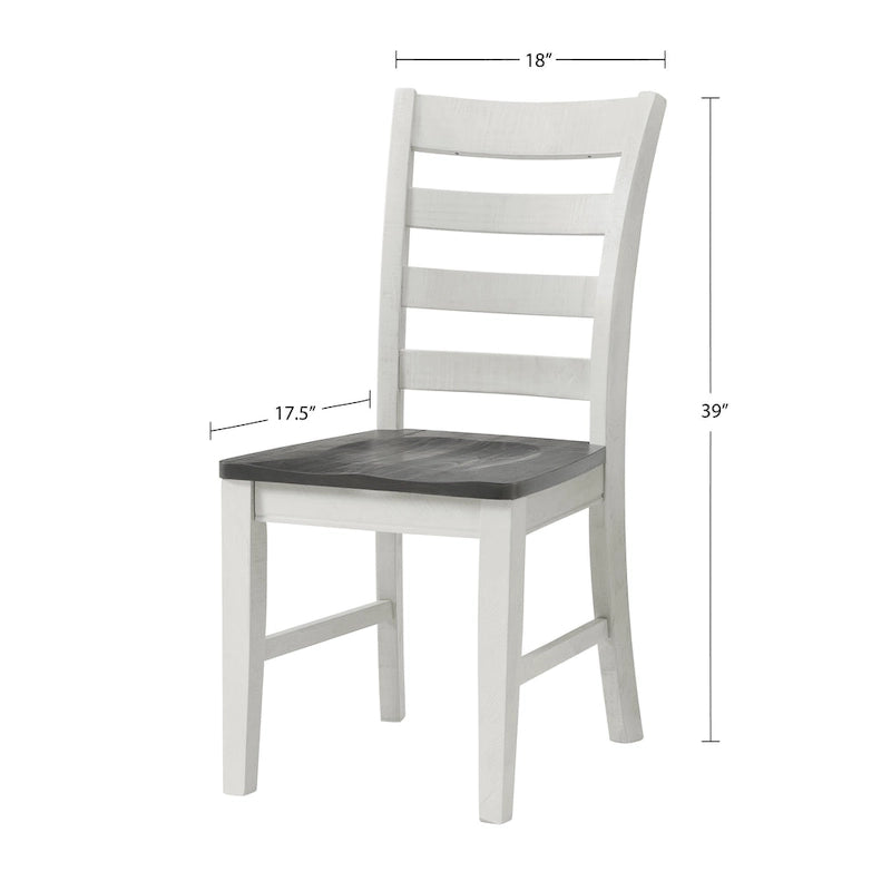 Chaise de salle à manger Monterey en bois massif, teinte blanche et grise