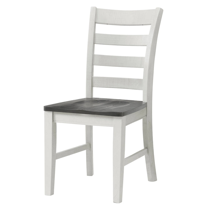 Chaise de salle à manger Monterey en bois massif, teinte blanche et grise