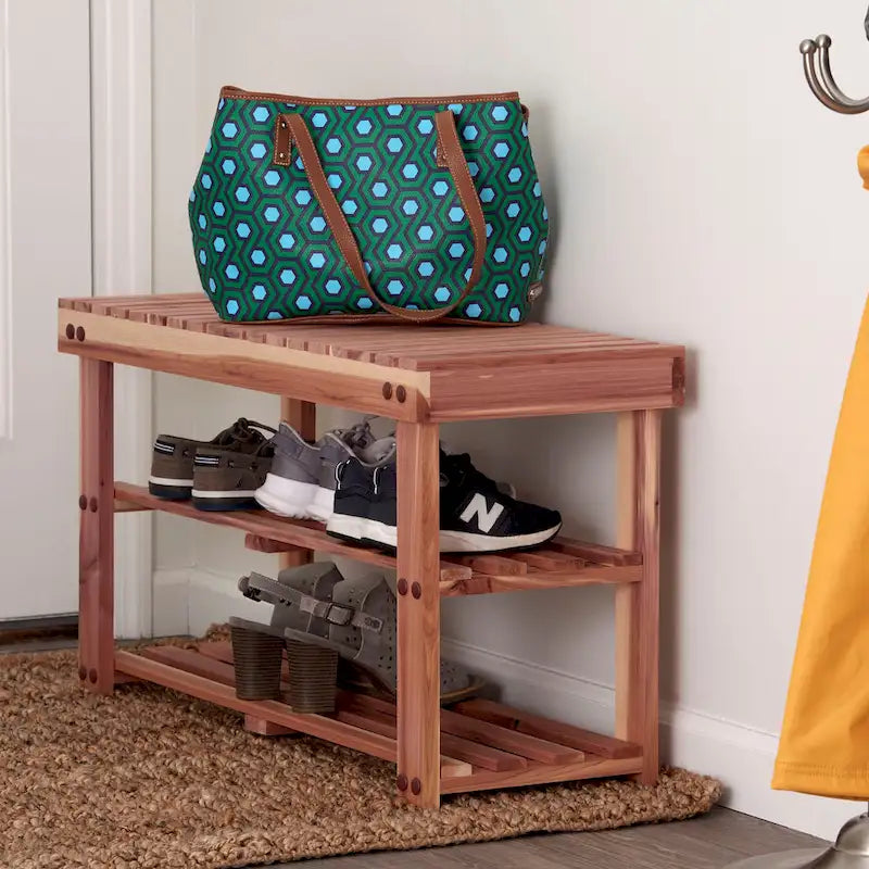 Banc à chaussures 2 niveaux en cèdre Cedar Fresh
