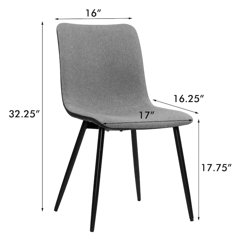 Chaise de salle à manger en tissu industriel moderne du milieu du siècle, gris