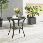 Table d'appoint d'extérieur en osier, table de patio en rotin