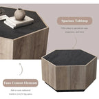 Table basse hexagonale, table basse résistante aux rayures avec tiroirs