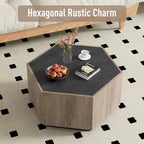 Table basse hexagonale, table basse résistante aux rayures avec tiroirs