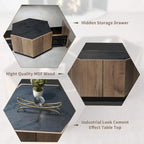 Table basse hexagonale, table basse résistante aux rayures avec tiroirs
