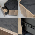 Table basse hexagonale, table basse résistante aux rayures avec tiroirs