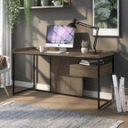 Bureau d'ordinateur Jaxon Industrial en acier de 63 pouces avec ports USB