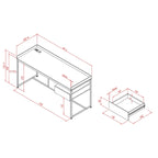 Bureau d'ordinateur Jaxon Industrial en acier de 63 pouces avec ports USB