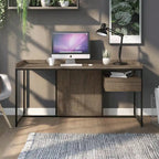 Bureau d'ordinateur Jaxon Industrial en acier de 63 pouces avec ports USB
