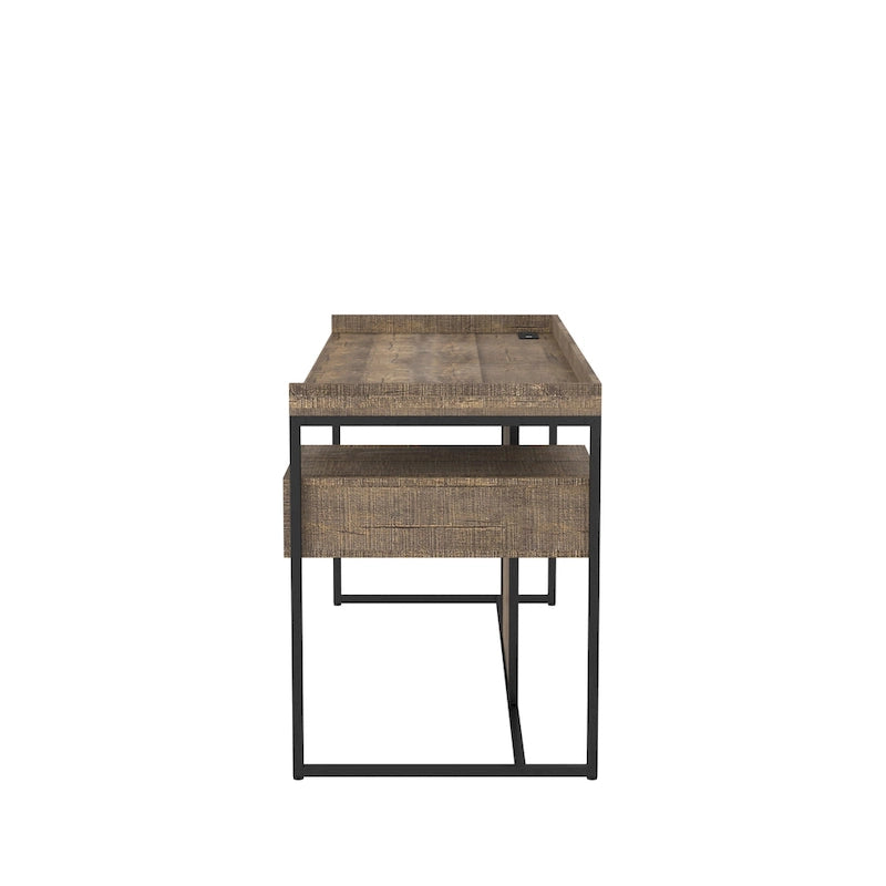 Bureau d'ordinateur Jaxon Industrial en acier de 63 pouces avec ports USB