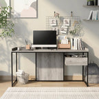 Bureau d'ordinateur Jaxon Industrial en acier de 63 pouces avec ports USB