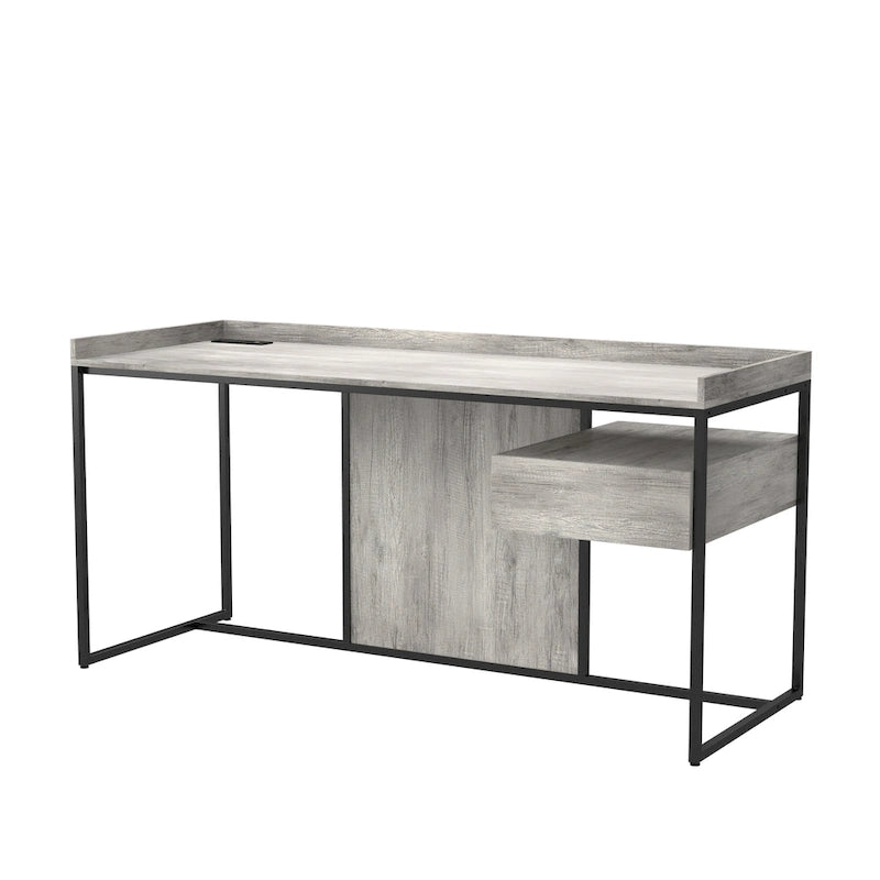 Bureau d'ordinateur Jaxon Industrial en acier de 63 pouces avec ports USB