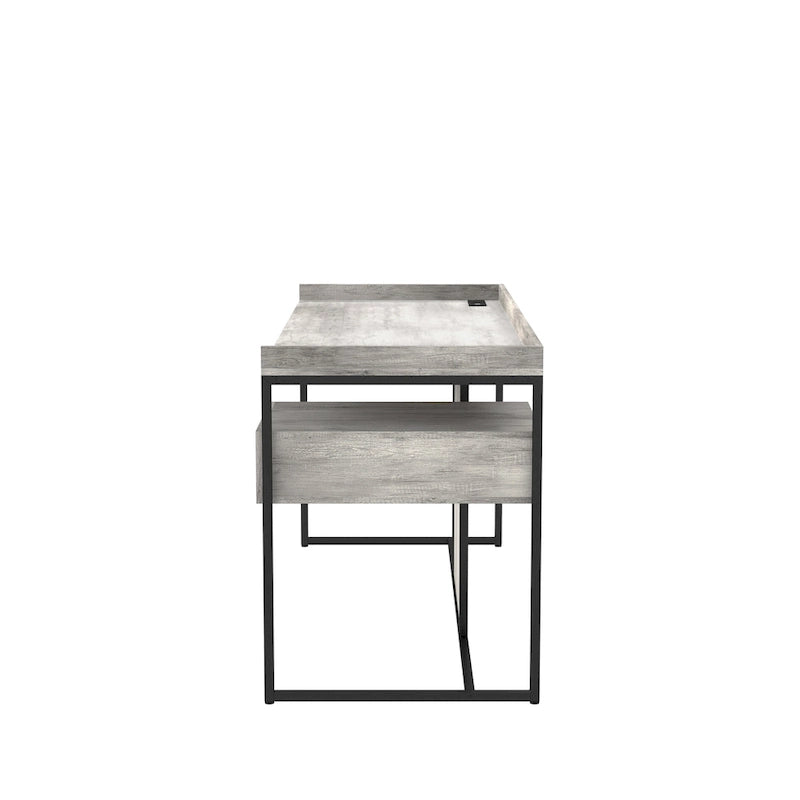 Bureau d'ordinateur Jaxon Industrial en acier de 63 pouces avec ports USB