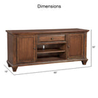 Meuble TV Harbor Point Rustic Cherry de 66 po – 66 po de largeur