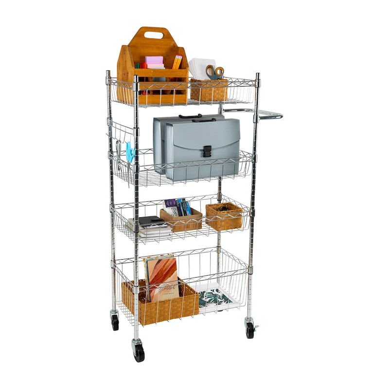 Chariot de rangement à 4 niveaux - 23.62 x 17.78 x 47.24