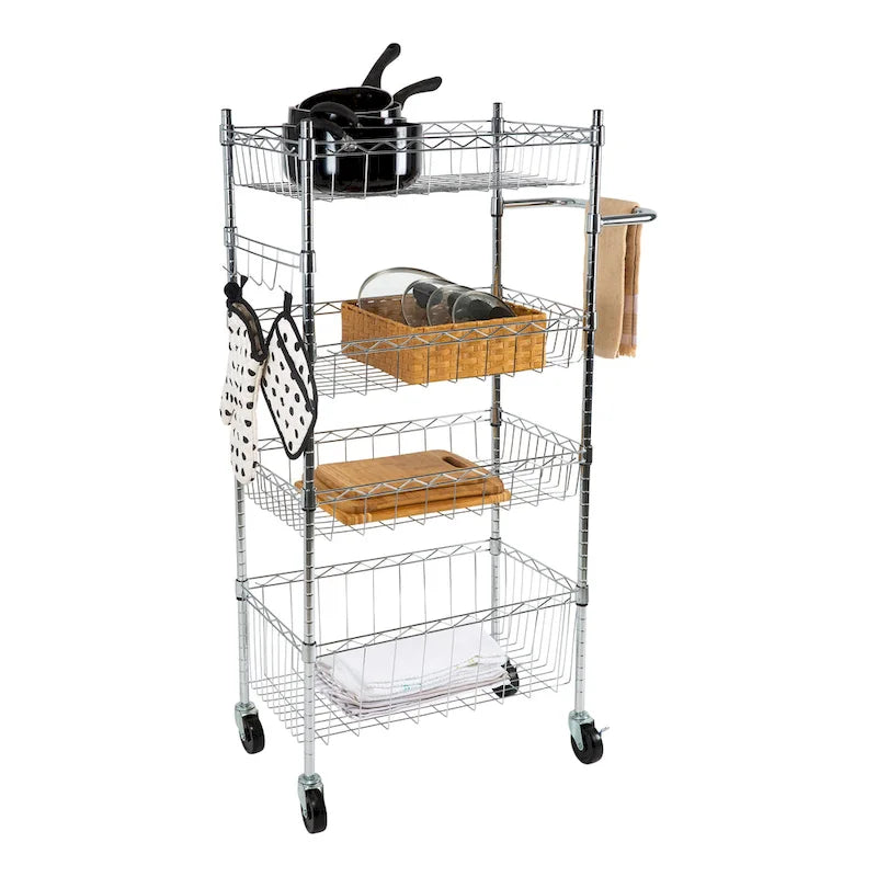 Chariot de rangement à 4 niveaux - 23.62 x 17.78 x 47.24