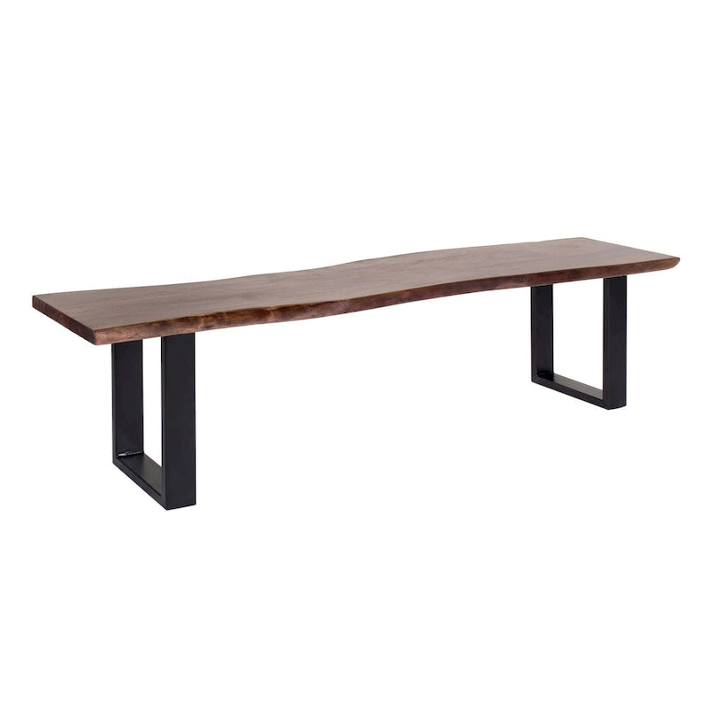 Banc de salle à manger Jessore en bois d'acacia brut de sciage et fer forgé