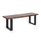 Banc de salle à manger Jessore en bois d'acacia brut de sciage et fer forgé