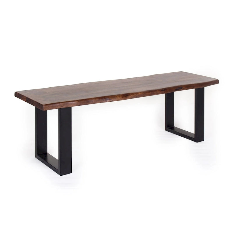 Banc de salle à manger Jessore en bois d'acacia brut de sciage et fer forgé