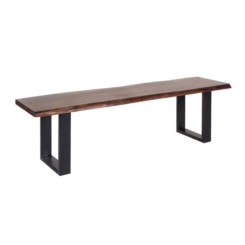 Banc de salle à manger Jessore en bois d'acacia brut de sciage et fer forgé