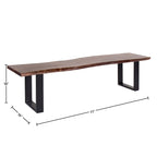 Banc de salle à manger Jessore en bois d'acacia brut de sciage et fer forgé