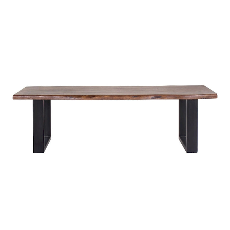 Banc de salle à manger Jessore en bois d'acacia brut de sciage et fer forgé