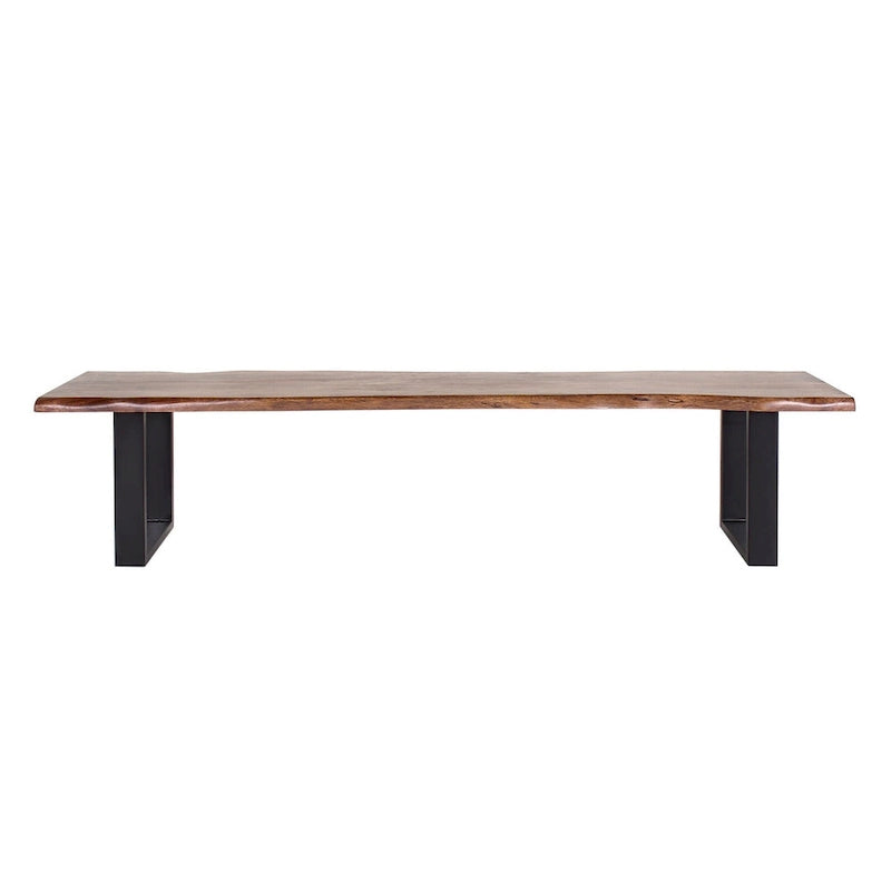 Banc de salle à manger Jessore en bois d'acacia brut de sciage et fer forgé