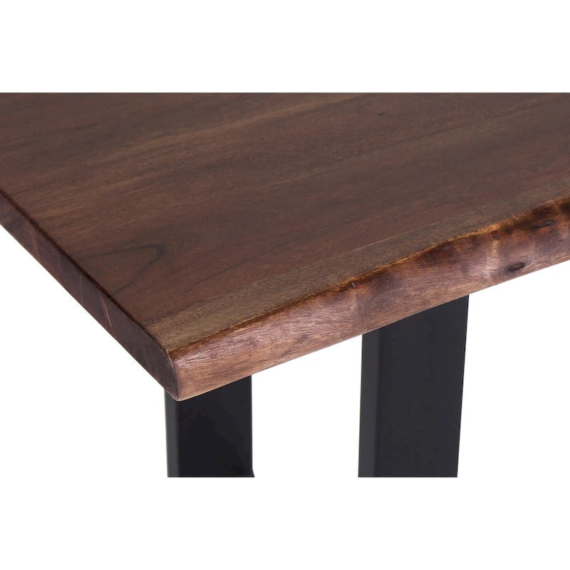 Banc de salle à manger Jessore en bois d'acacia brut de sciage et fer forgé