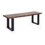 Banc de salle à manger Jessore en bois d'acacia brut de sciage et fer forgé