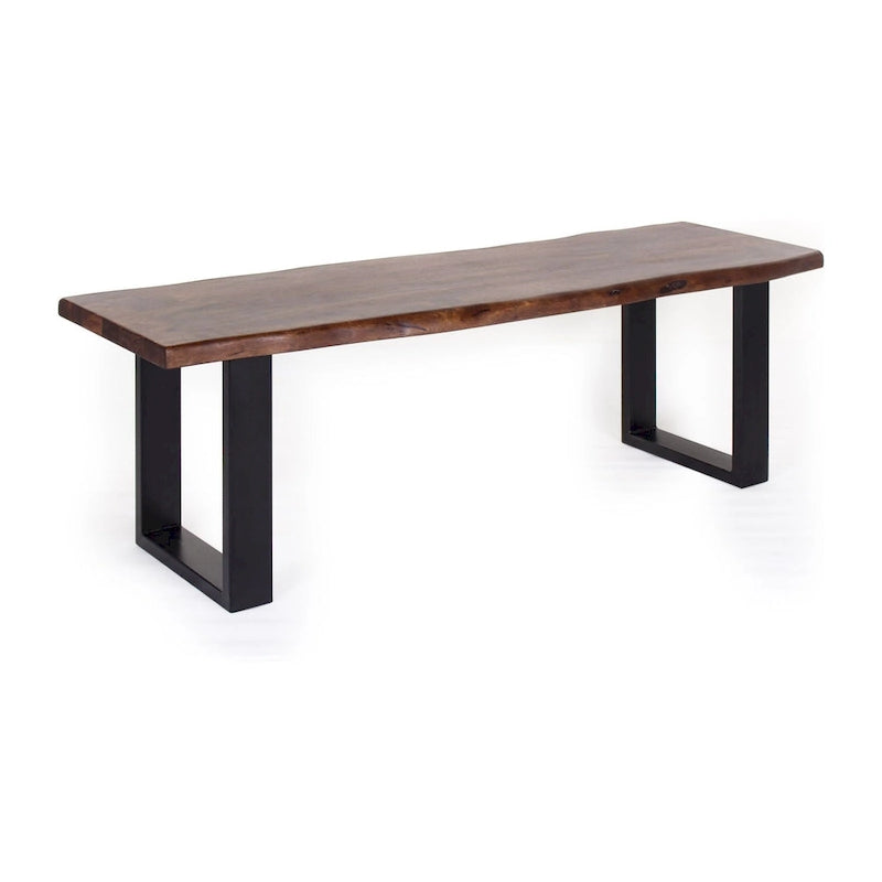 Banc de salle à manger Jessore en bois d'acacia brut de sciage et fer forgé