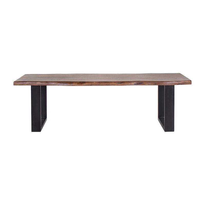 Banc de salle à manger Jessore en bois d'acacia brut de sciage et fer forgé