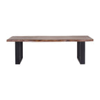 Banc de salle à manger Jessore en bois d'acacia brut de sciage et fer forgé