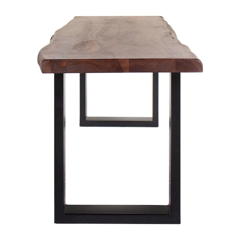 Banc de salle à manger Jessore en bois d'acacia brut de sciage et fer forgé